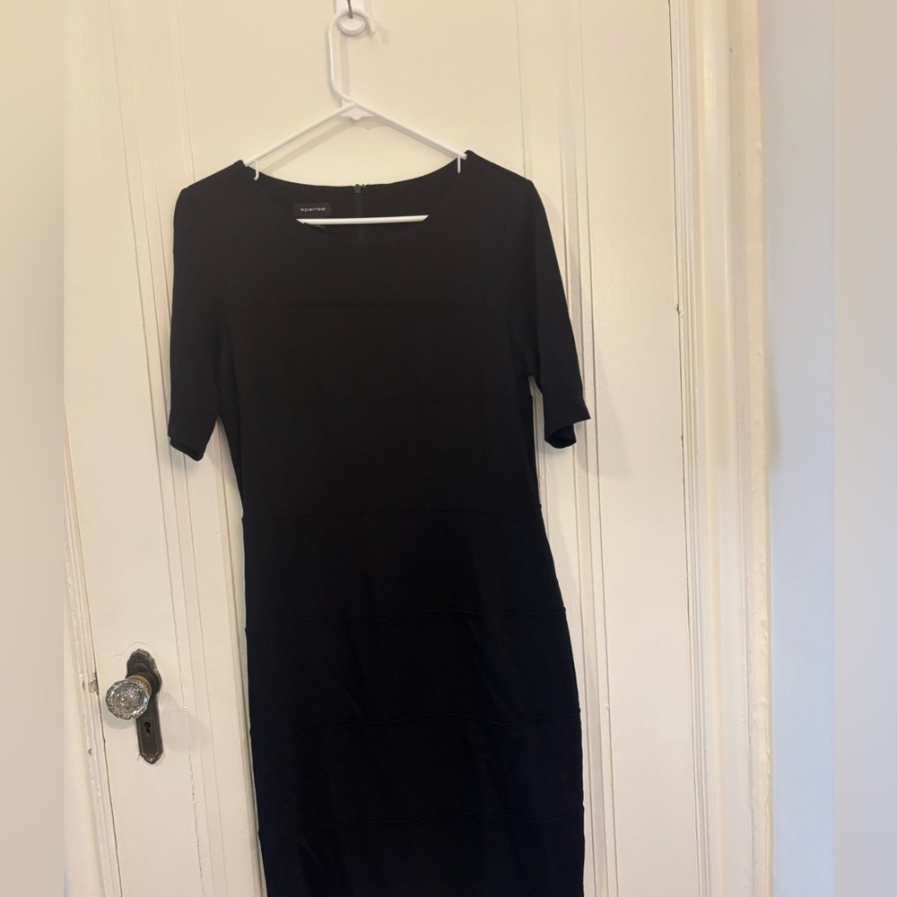Black 3/4 Sleeve Mini Dress in Black, Size 10